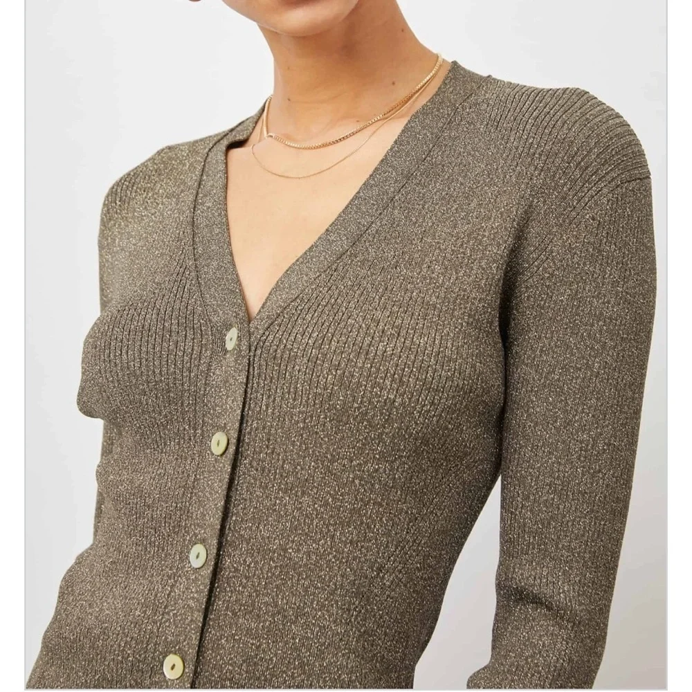 RAILS Beau Lurex Cardigan Gold Sz S - Picture 2 of 10